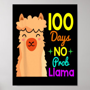 No Probllama 100 Days Of School Cute 100th Day Boy Poster