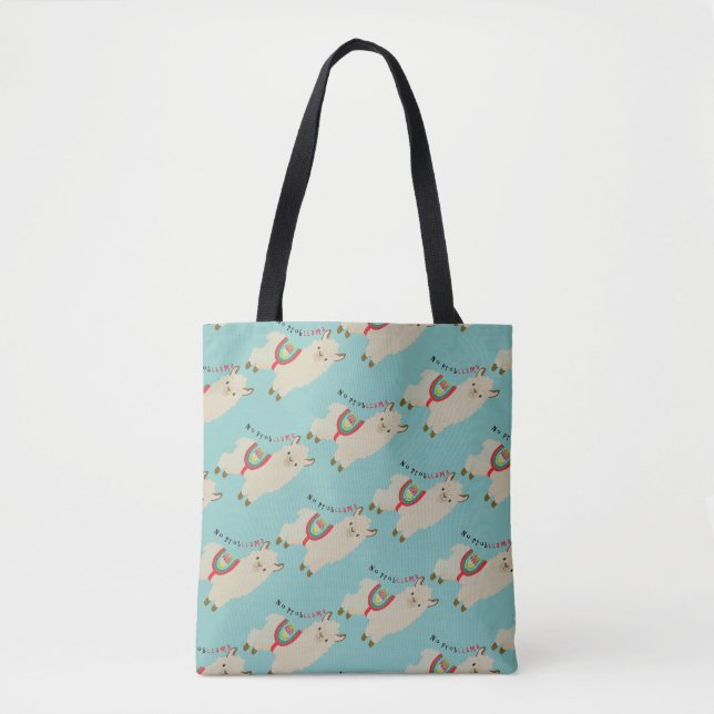 No ProbLlama Blue Tote Bag (Front)