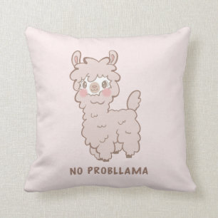 No Probllama Cute Cartoon Llama Cushion