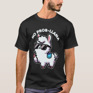 No Probllama Funny Llama Lover Pun Alpaca Animal K T-Shirt