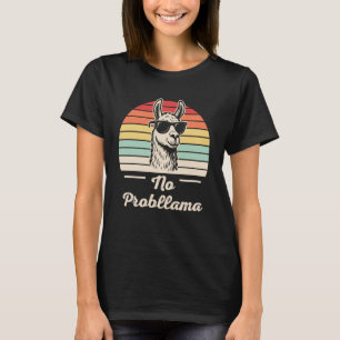 No Probllama Funny Retro Llama Quote T-Shirt