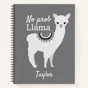 No ProbLlama Personalised Cute Llama Grey Notebook