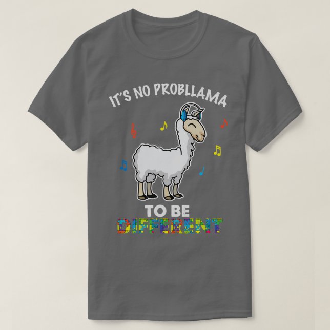No Probllama To Be Different Llama T-Shirt (Design Front)