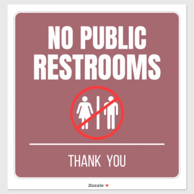 No Public Restroom Storefront Decal (Sheet)