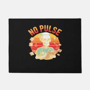 No Pulse Skeleton Nurse Funny Medical Halloween Pa Doormat