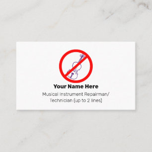 No Purple Violins Instrument Tech White Business Card