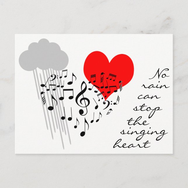 No rain can stop the singing heart funny postcard (Front)