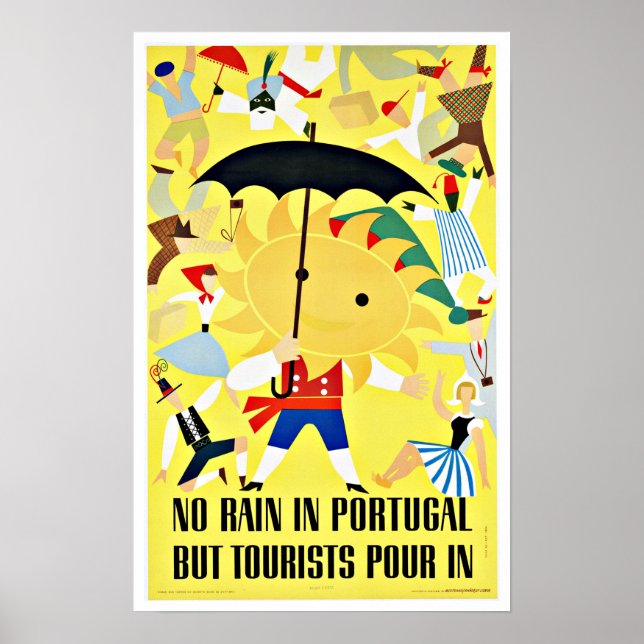 No Rain in Portugal Vintage Travel Poster (Front)