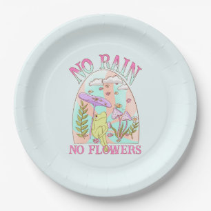 No Rain, No Flowers   Inspiring Floral & Mushroom Paper Plate
