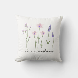 No Rain No Flowers Wildflower T-Shirt Cushion