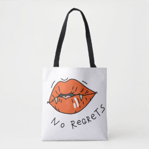 No Regrets Red Lips Anti-Valentine Tote Bag