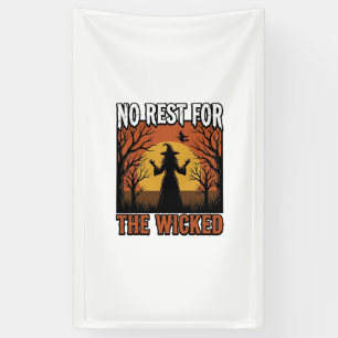 No Rest For The Wicked Vintage Witch Halloween Des Banner