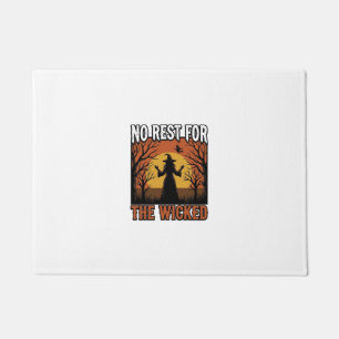 No Rest For The Wicked Vintage Witch Halloween Des Doormat