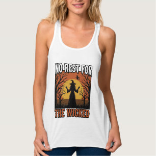 No Rest For The Wicked Vintage Witch Halloween Des Singlet