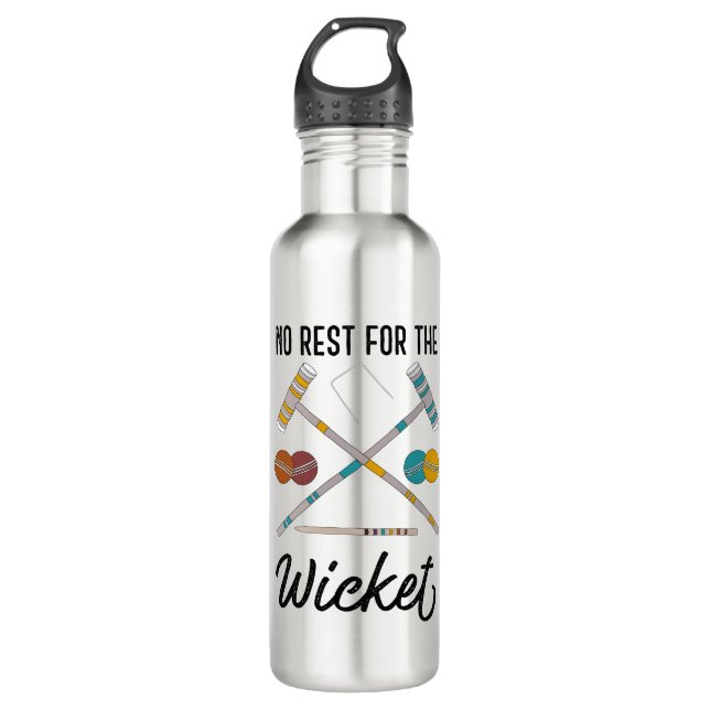 No Rest for the Wicket Funny Croquet Themed 710 Ml Water Bottle (Front)