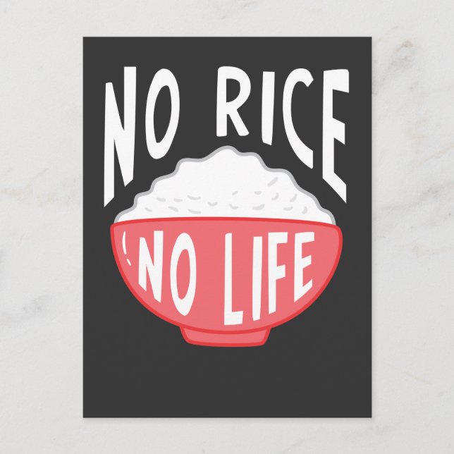 No Rice No Life Asian Rice Bowl Addicted Postcard (Front)