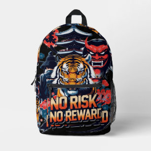 No Risk No Reward – Samurai Tiger Printed Backpack