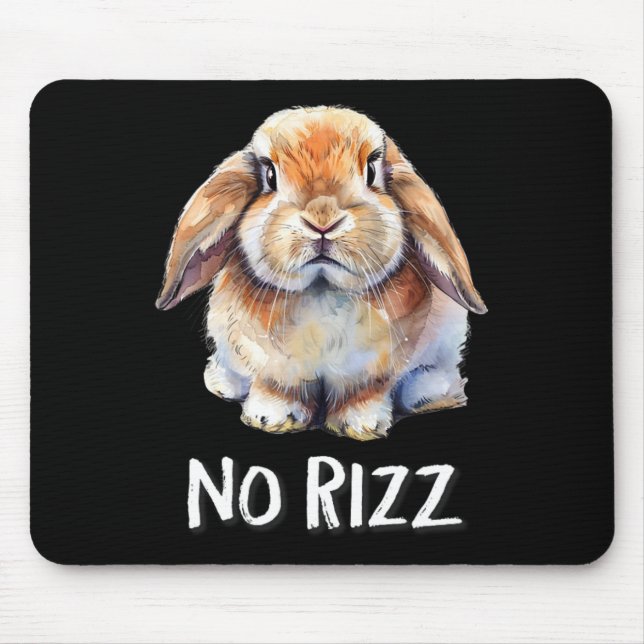 No Rizz Mini Holland Lop Bunny Rabbit Lover  Mouse Pad (Front)