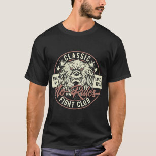 No Rules Fight Club Vintage Style Bear Design T-Shirt