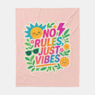 No Rules Just Vibes – Neon Gradient Kawaii-Punk Ty Fleece Blanket