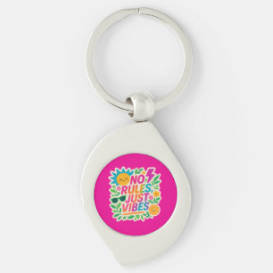 No Rules Just Vibes – Neon Gradient Kawaii-Punk Ty Key Ring