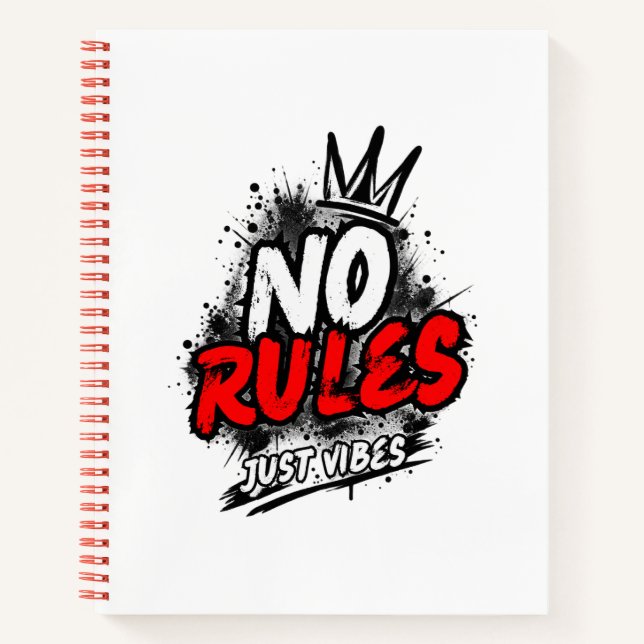 No Rules Just Vibes Spiral Notebook (Front)
