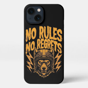 No Rules No Regrets - Wolf Biker Graphic iPhone 13 Case