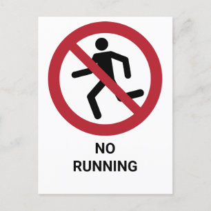 No Running, Prohibition Sign Postcard