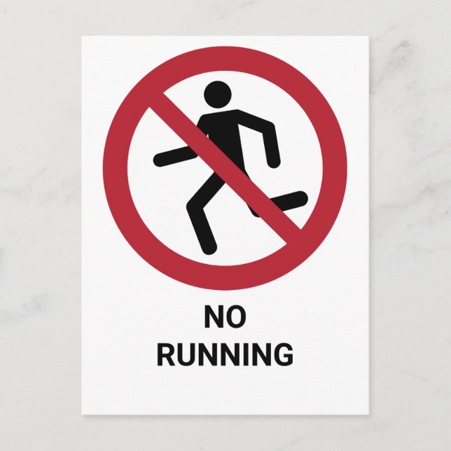 No Running, Prohibition Sign Postcard (Front)