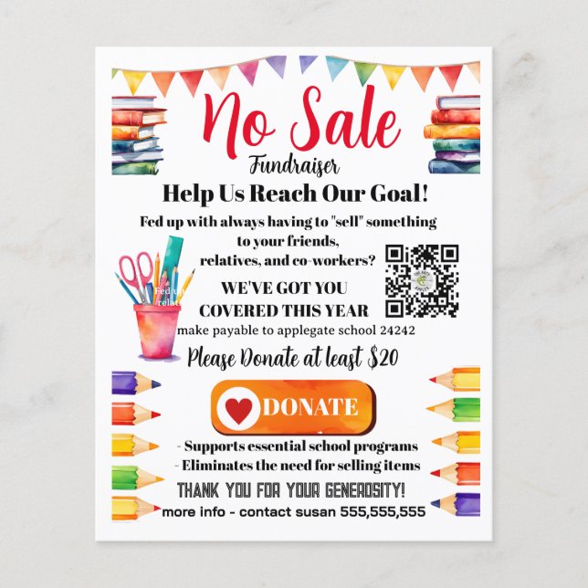 No SALE fundraiser school event Flyer (Front)