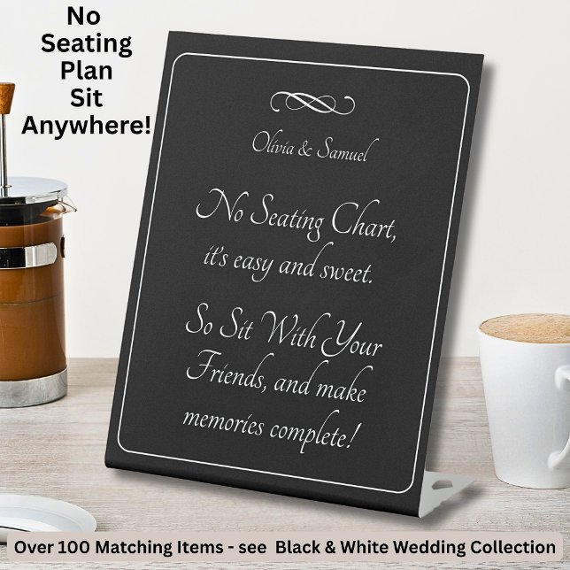No Seating Chart  - Wedding Black White Infinity Pedestal Sign (Creator Uploaded)