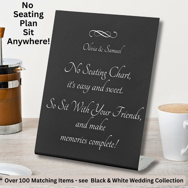 No Seating Chart  - Wedding Black White Infinity Pedestal Sign (Creator Uploaded)