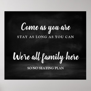 No seating plan Wedding sign