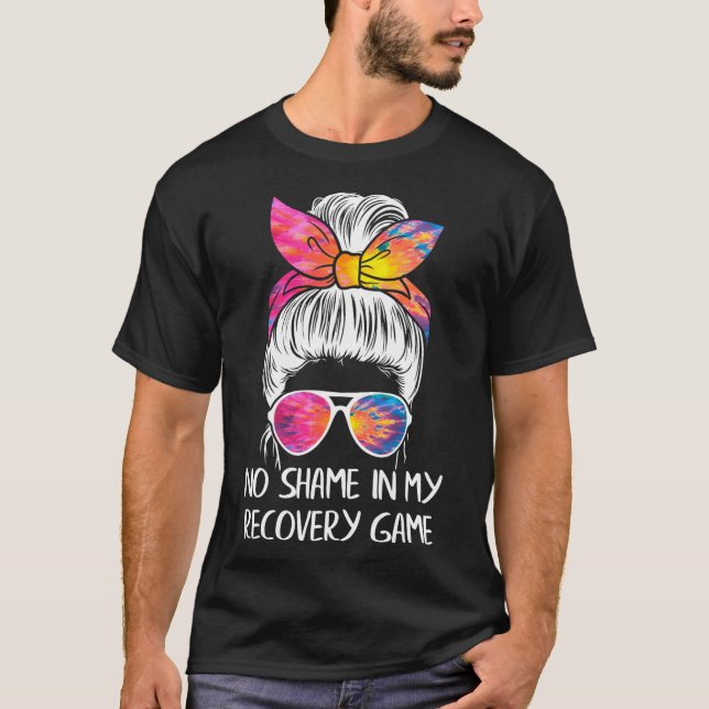 No Shame In My Recovery Game - Sobriety Aa Na Anni T-Shirt (Front)