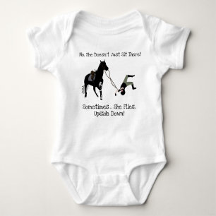 No She Doesn't Just Sit There Equestrian Horse Baby Bodysuit
