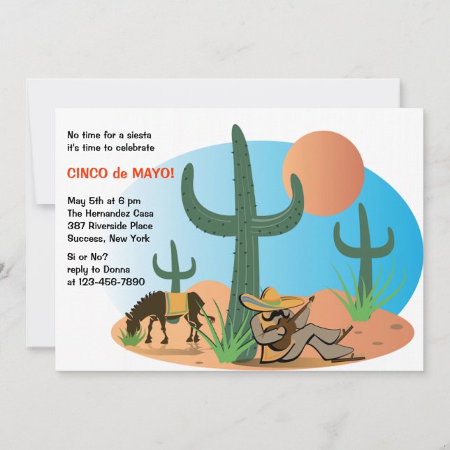 No Siesta It's Cinco de Mayo Invitation (Front)