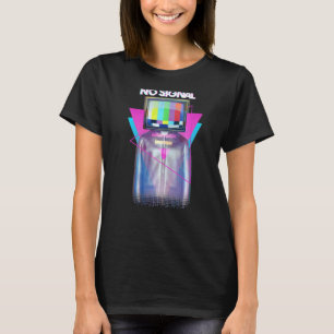 No Signal Television Off Air Man Glitch Vaporwave T-Shirt