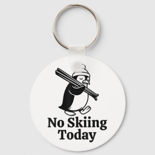 No Skiing Today Funny Sad Penguin Skiing Humour Fo Key Ring