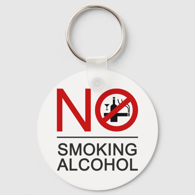 NO Smoking Alcohol ⚠ Thai Sign ⚠ Key Ring (Front)