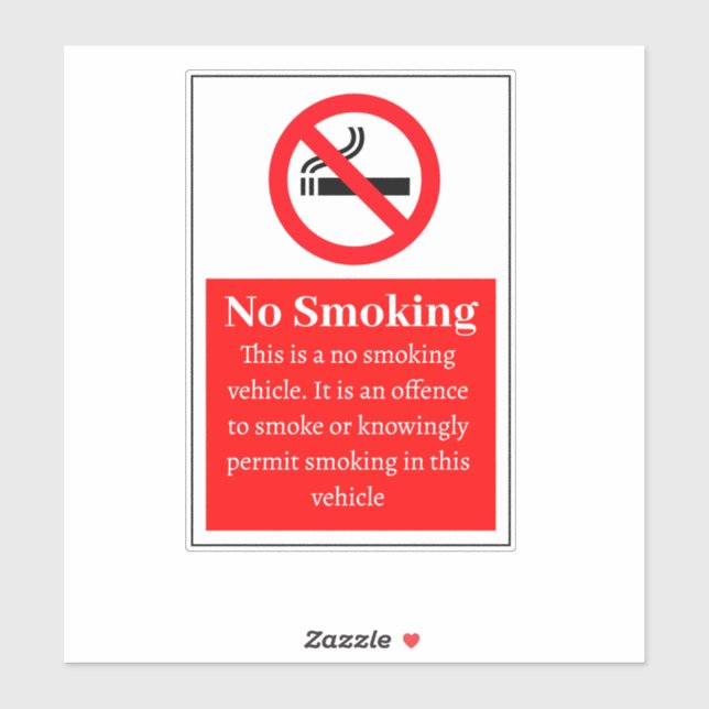 No Smoking In Vehicle  (Sheet)