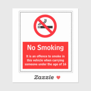 No Smoking In Vehicle With Under 16