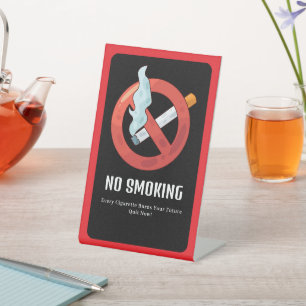 NO SMOKING IS PROIBITED  HERE PEDESTAL SIGN