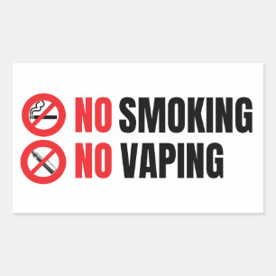 No Smoking No Vaping  Rectangular Sticker