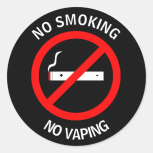 NO SMOKING NO VAPING SIGN CLASSIC ROUND STICKER