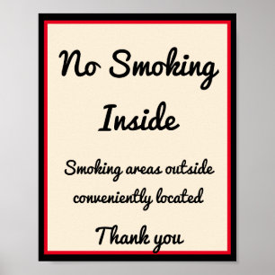 No Smoking Poster 3 Custom Text Areas