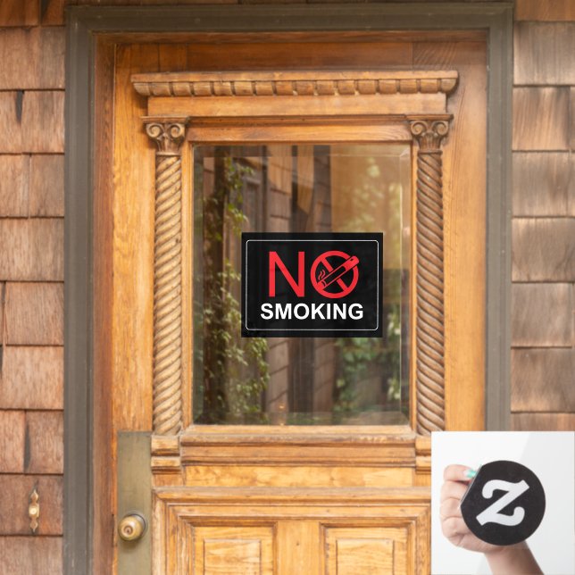 No Smoking Sign Black Window Cling (Home Door)