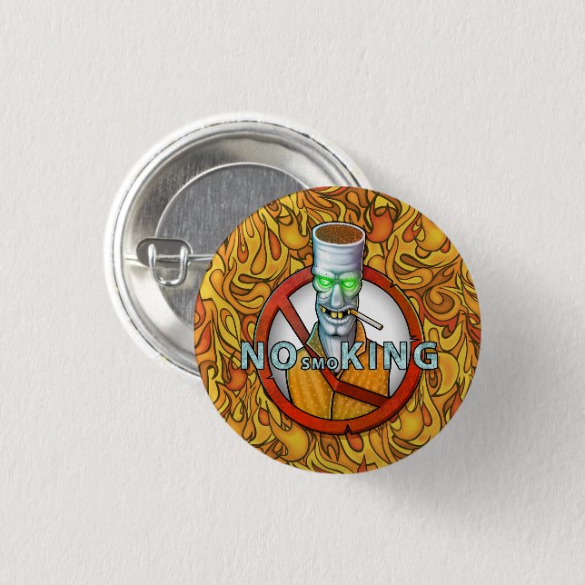 no smoking sign - funny cigarette character 3 cm round badge (Front & Back)