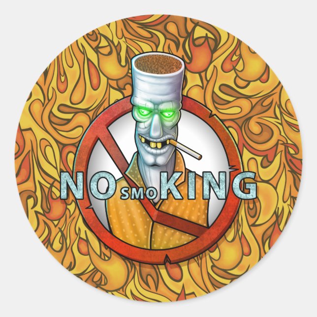 no smoking sign - funny cigarette character classic round sticker (Front)