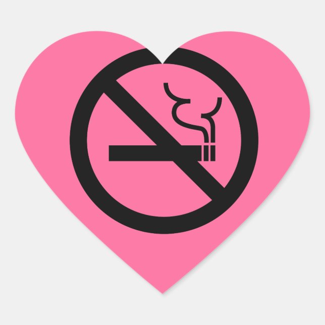 No Smoking Symbol Heart Sticker (Front)