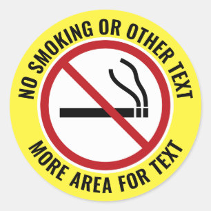 No Smoking - with Symbol plus area for text Classic Round Sticker